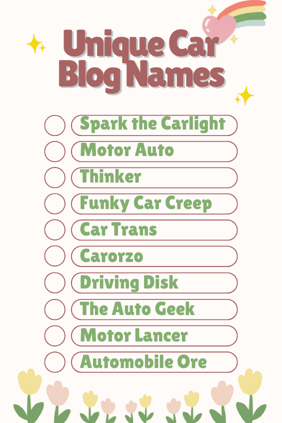 Unique Car Blog Names