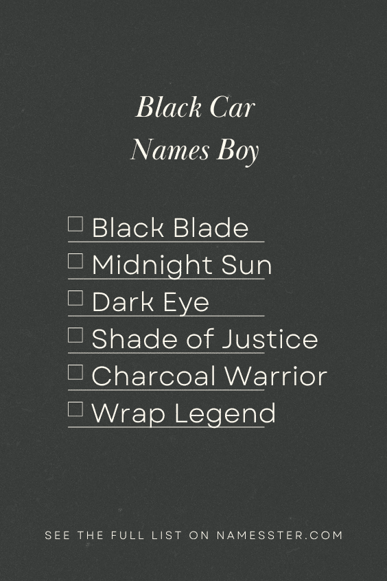 Black Car Names Boy