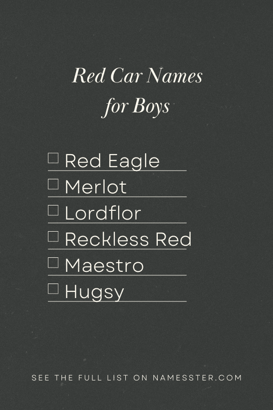 Red Car Names for Boys