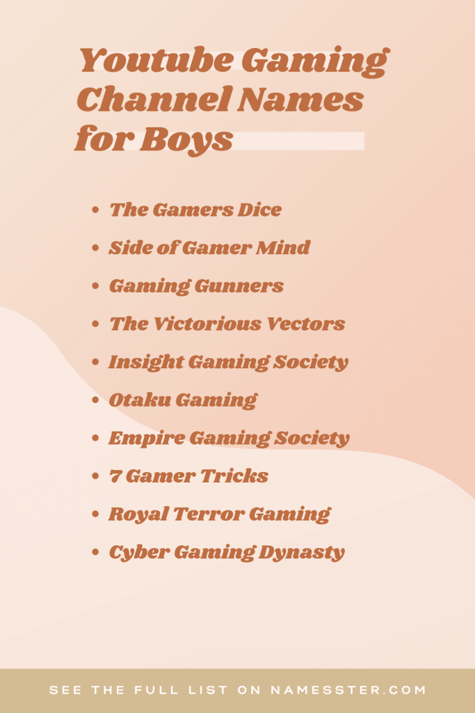 Youtube Gaming Channel Names for Boys