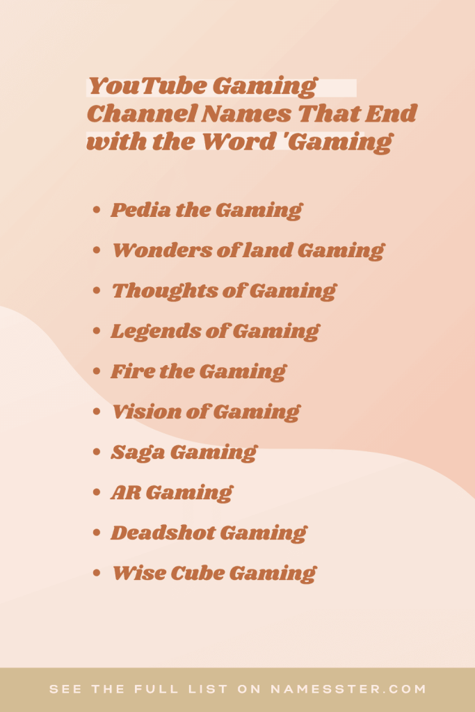 YouTube Gaming Channel Names That End with the Word 'Gaming