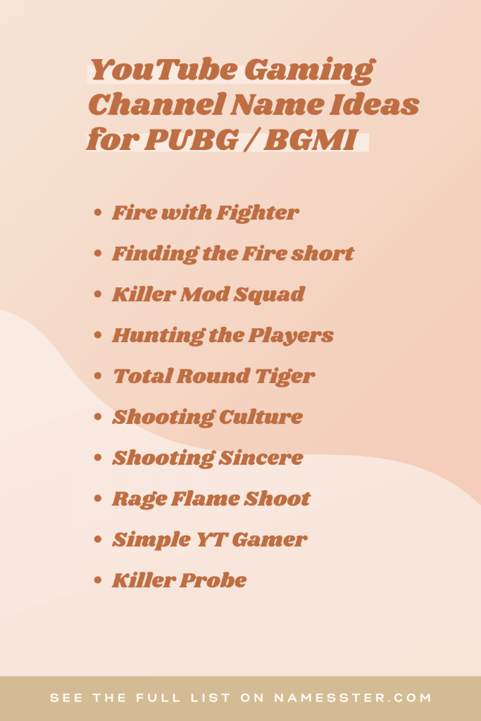 YouTube Gaming Channel Name Ideas for PUBG / BGMI