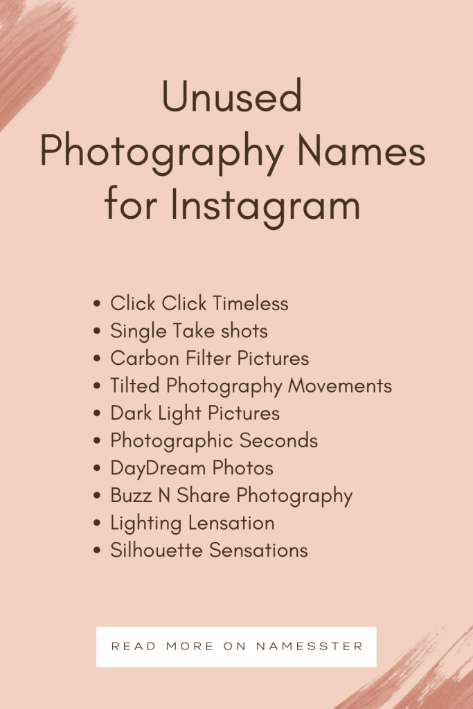 Unused Photography Names for Instagram