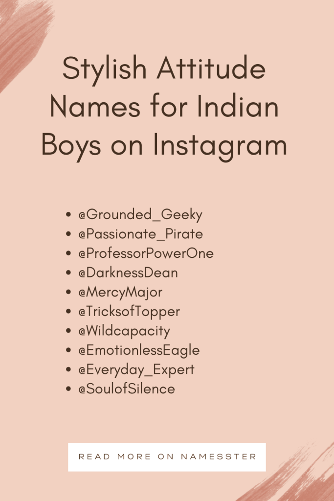 Stylish Attitude Names for Indian Boys on Instagram