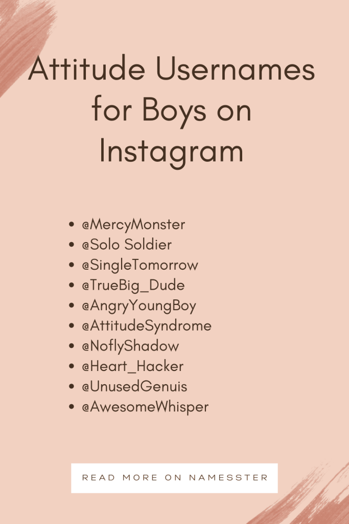 Attitude Usernames for Boys on Instagram