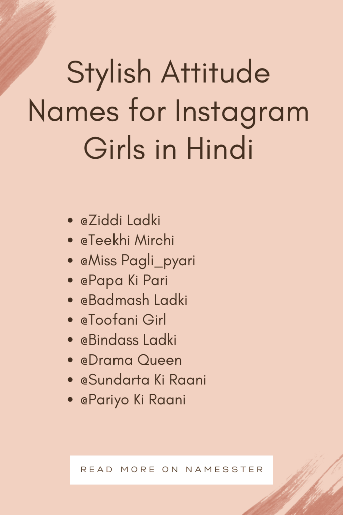 Stylish Attitude Names for Instagram Girls in Hindi