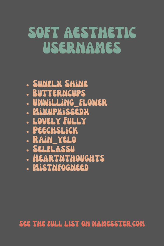 Soft Aesthetic Usernames