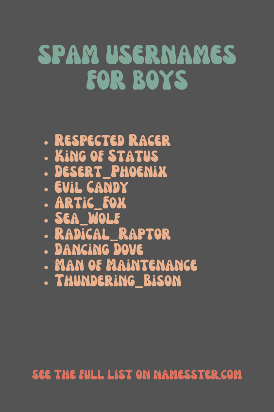 Spam Usernames for Boys