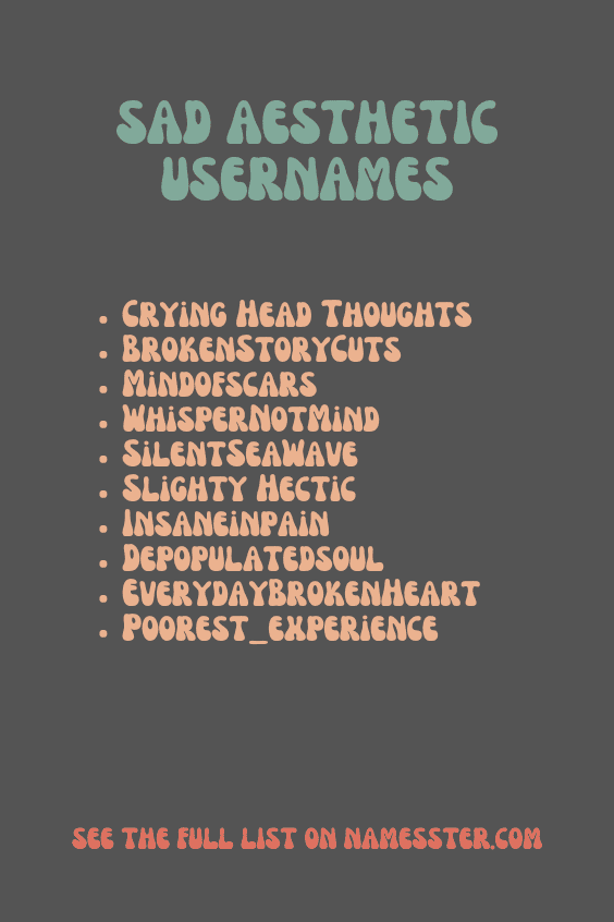 Sad Aesthetic Usernames