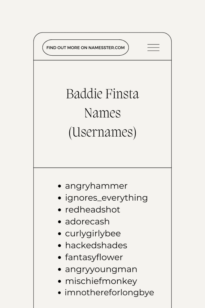 Baddie Finsta Names (Usernames)