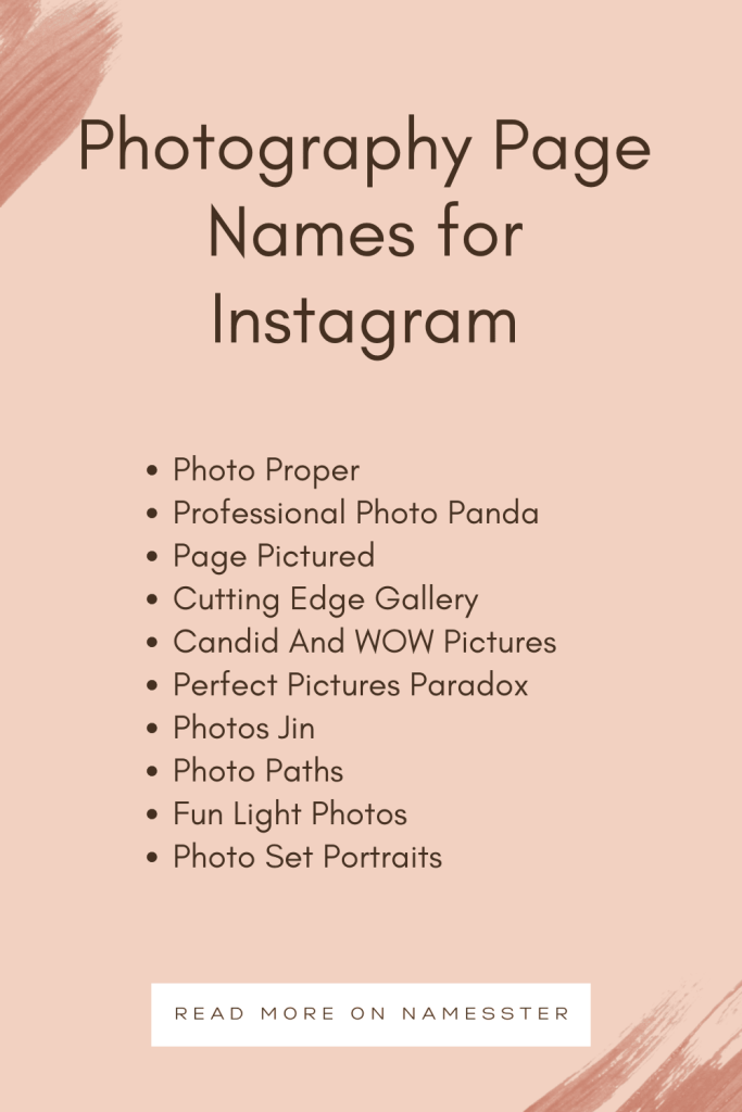 Photography Page Names for Instagram