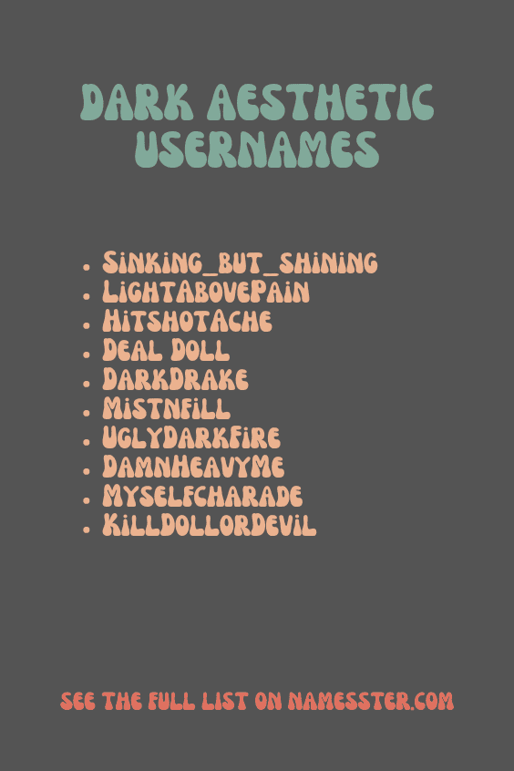 Dark Aesthetic Usernames