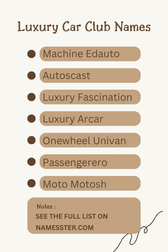 Luxury Car Club Names