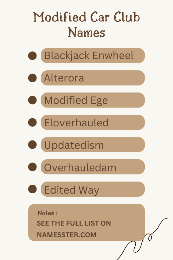 Modified Car Club Names