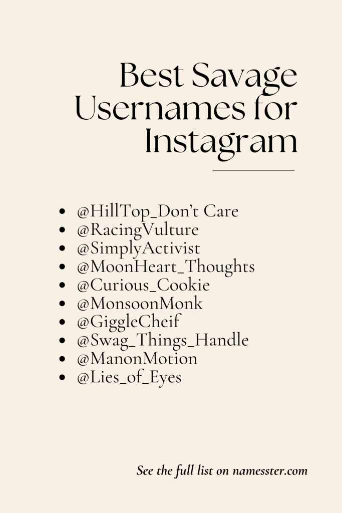 Best Savage Usernames for Instagram 