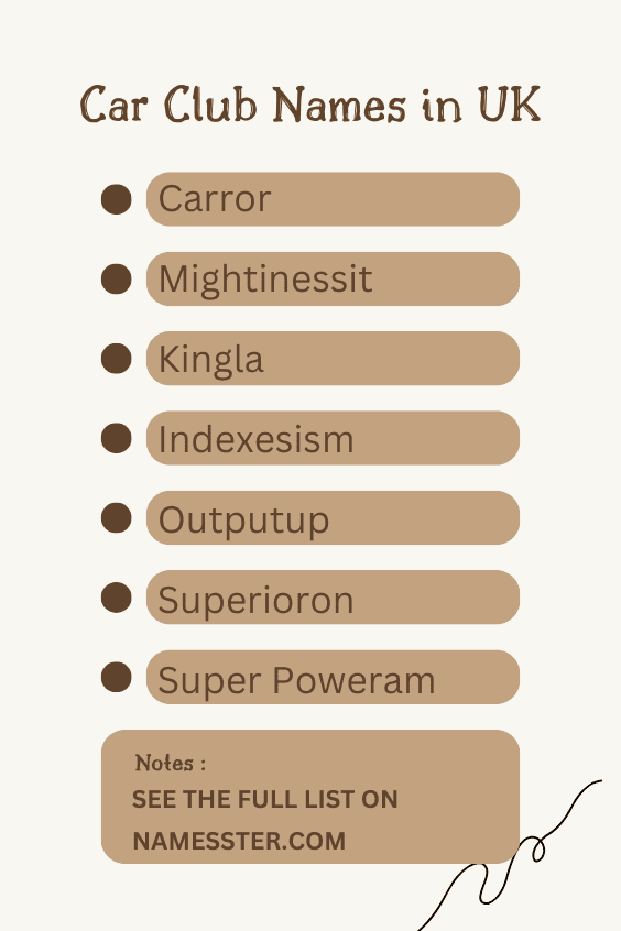 Car Club Names in UK