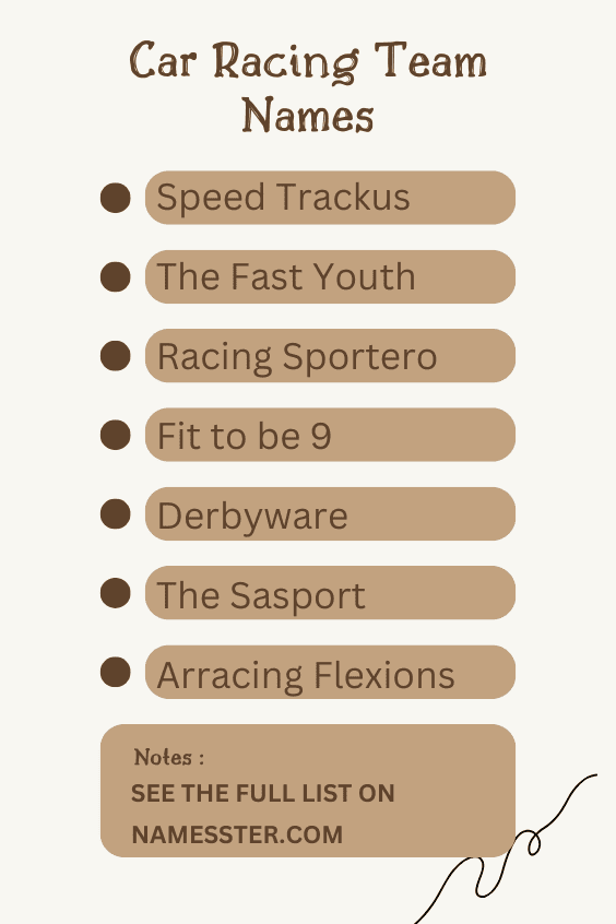 Car Racing Team Names