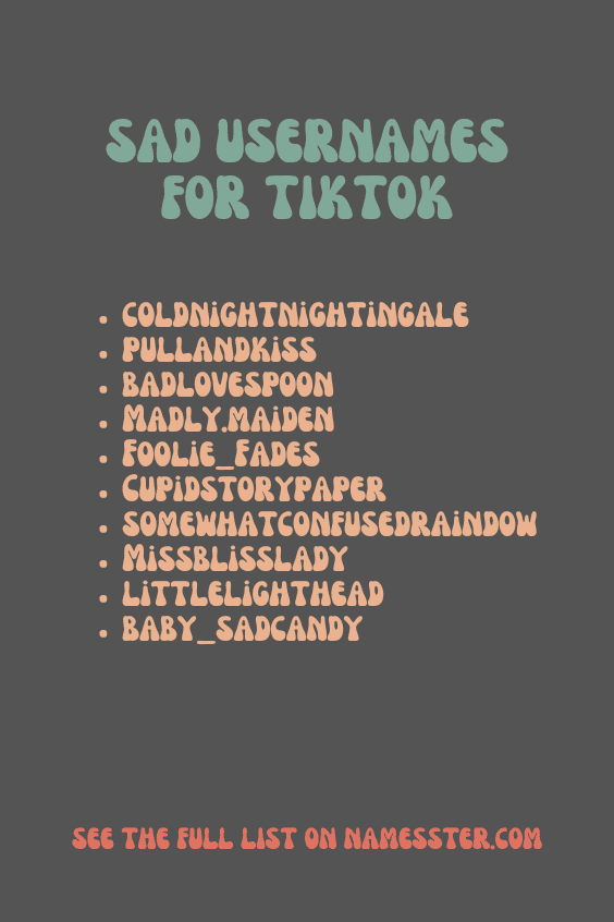 Sad Usernames for TikTok