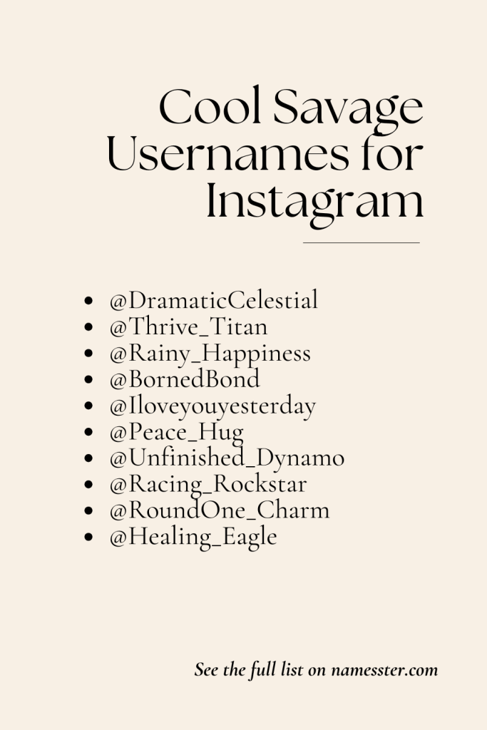 Cool Savage Usernames for Instagram