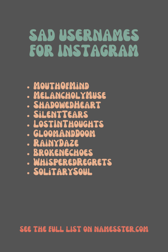 Sad Usernames for Instagram