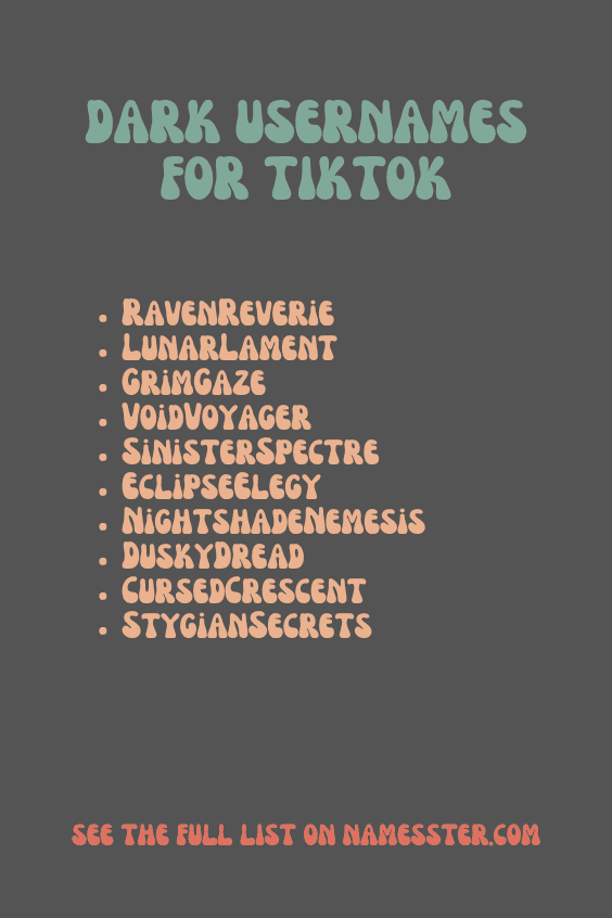 Dark Usernames for TikTok