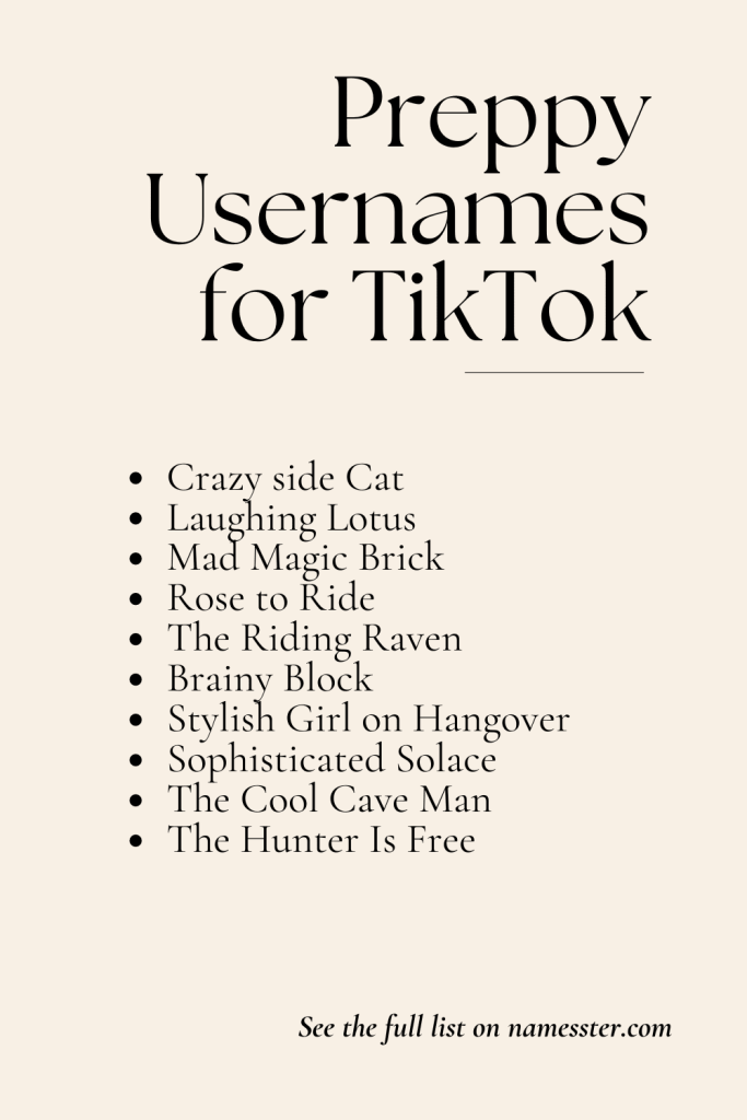 Preppy Usernames for TikTok