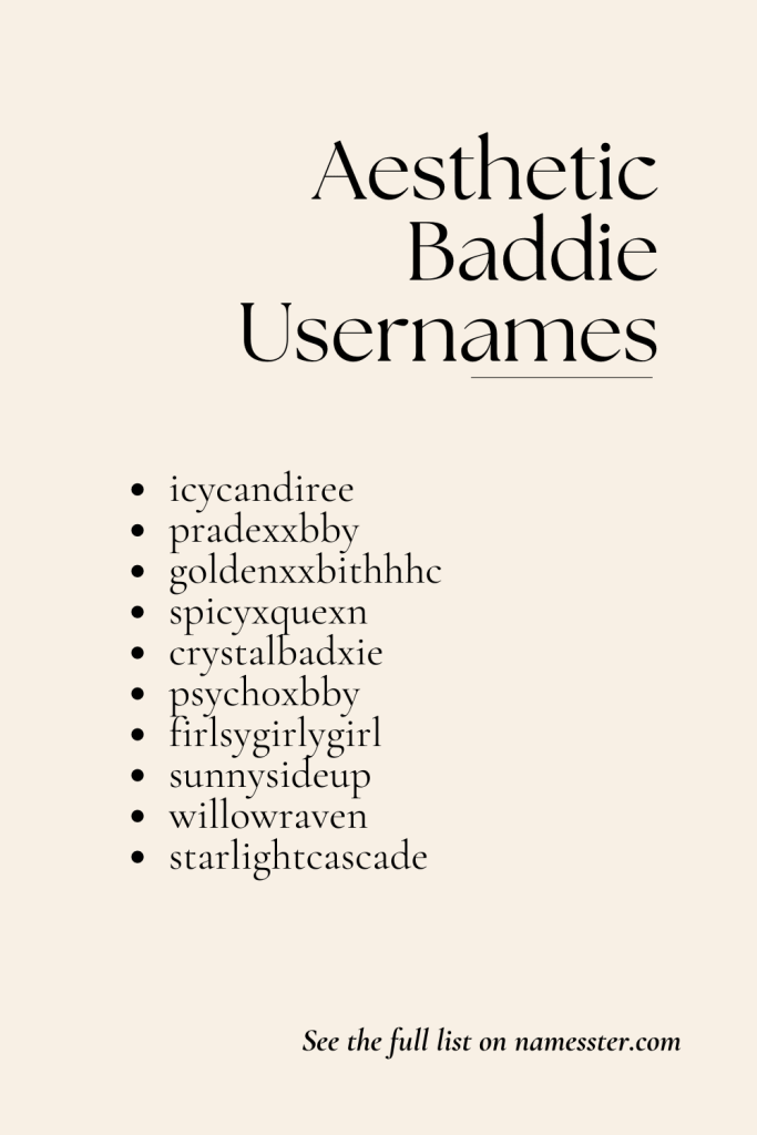 Aesthetic Baddie Usernames