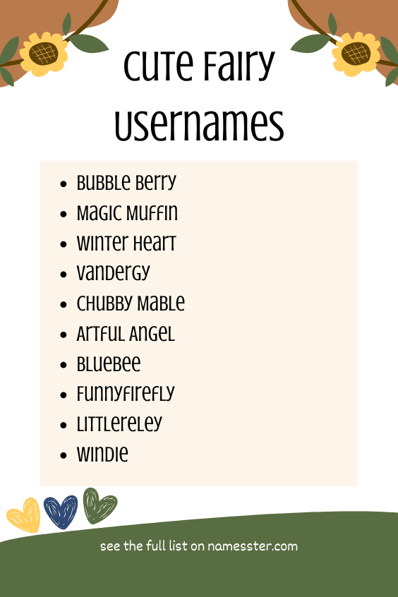 Cute Fairy Usernames