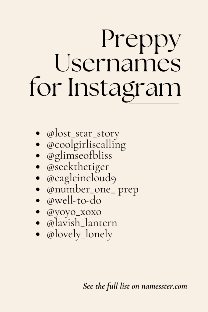 Preppy Usernames for Instagram