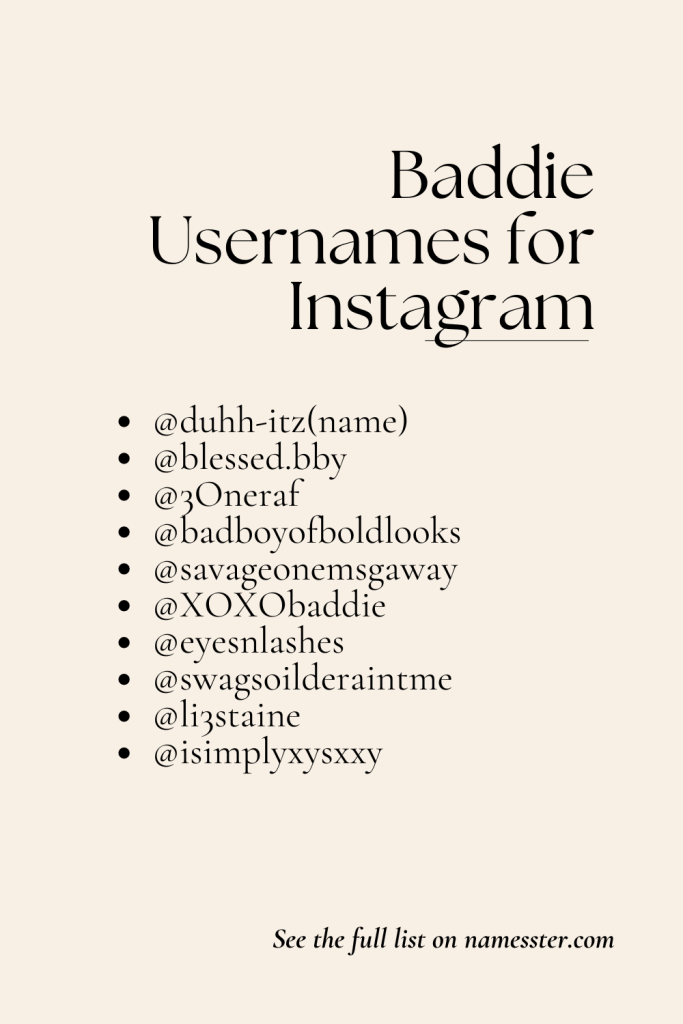 Baddie Usernames for Instagram