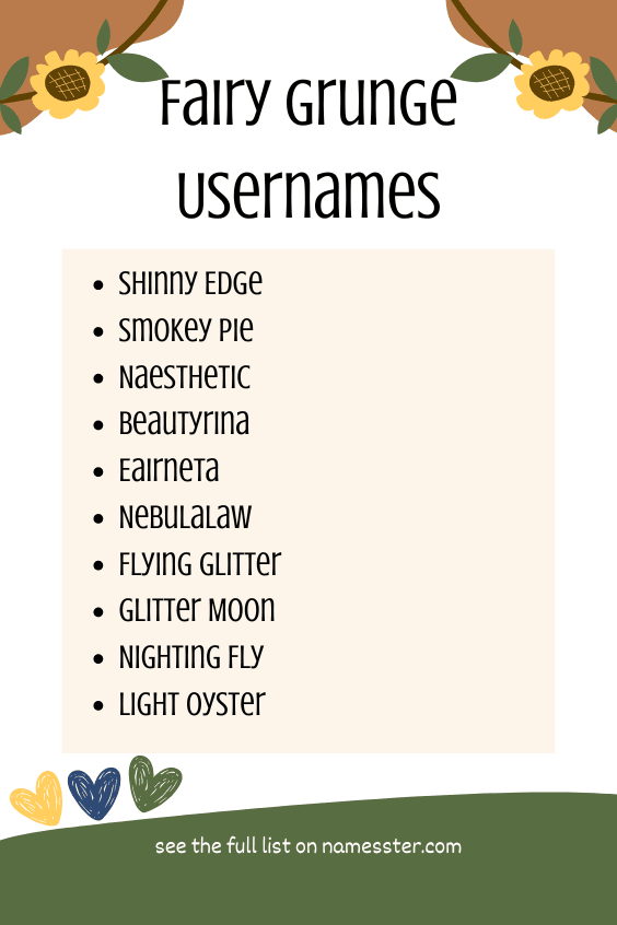 Fairy Grunge Usernames