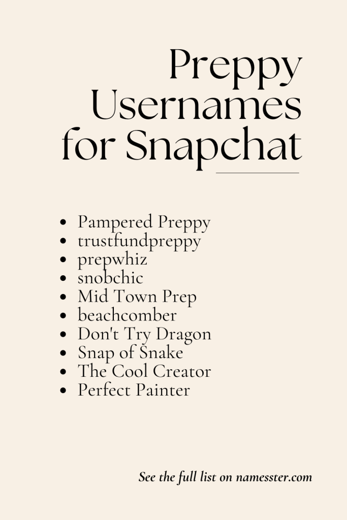 Preppy Usernames for Snapchat