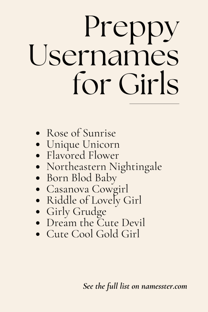 Preppy Usernames for Girls