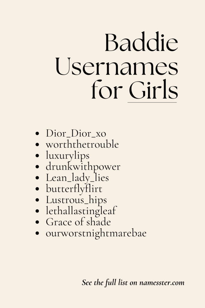 Baddie Usernames for Girls