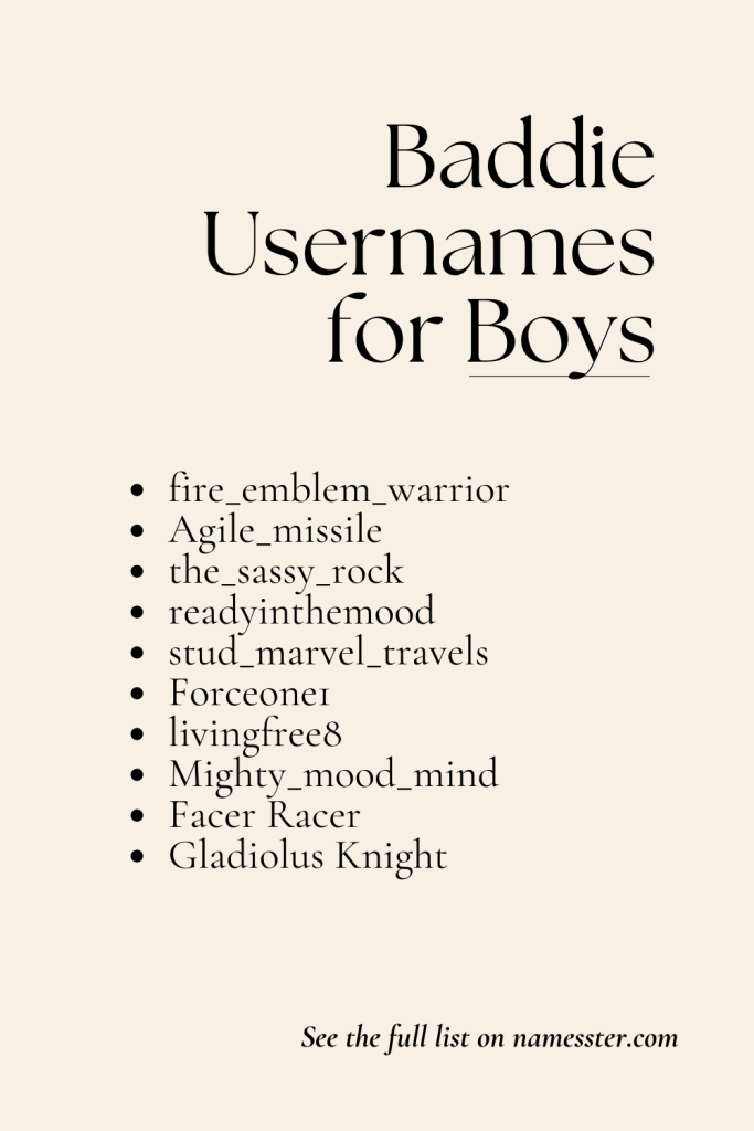 Baddie Usernames for Boys