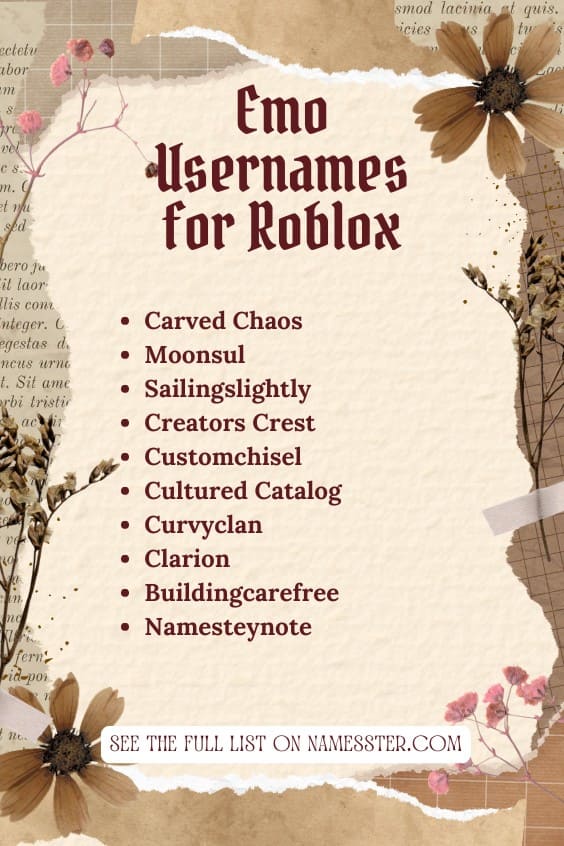 Emo Usernames for Roblox