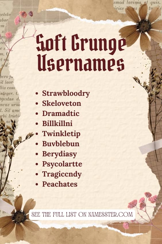 Soft Grunge Usernames