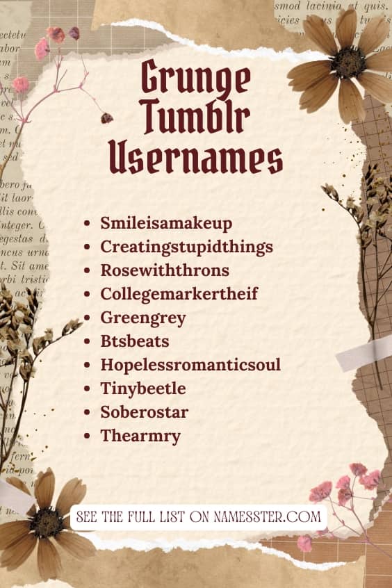 Grunge Tumblr Usernames