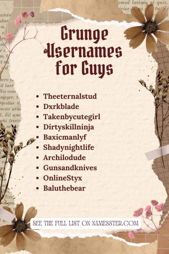 Grunge Usernames for Guys