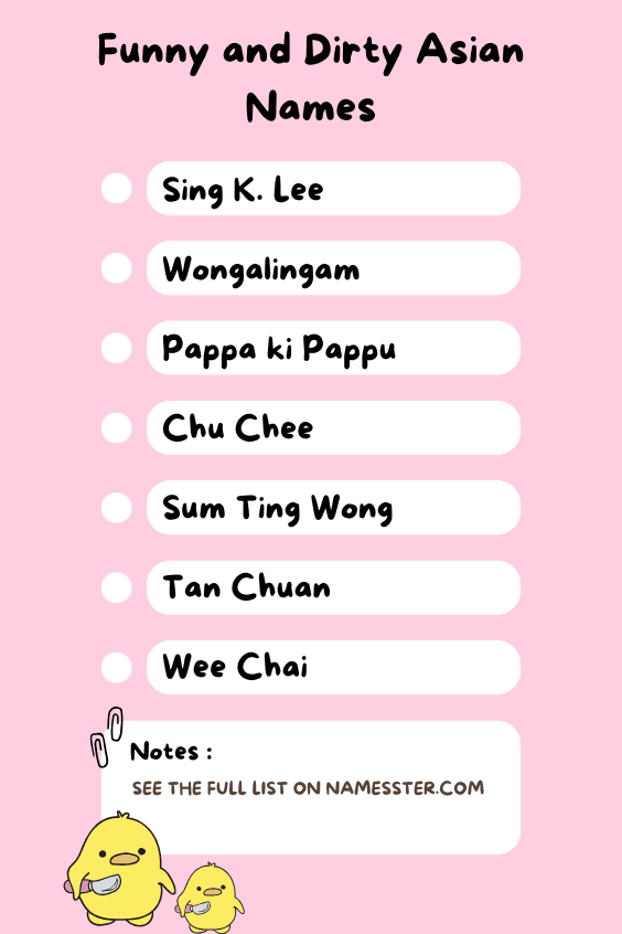 Funny and Dirty Asian Names