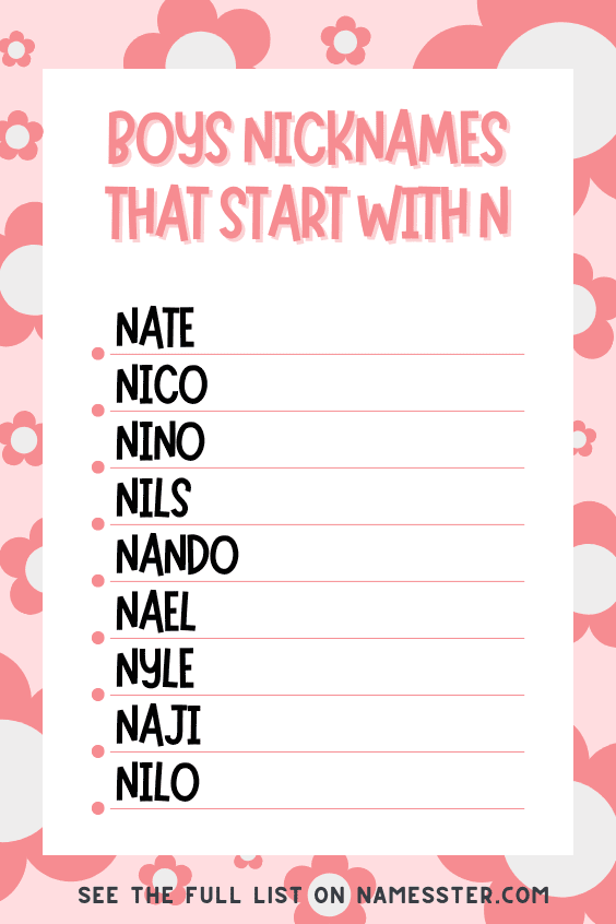 Boys Nicknames That Start With N