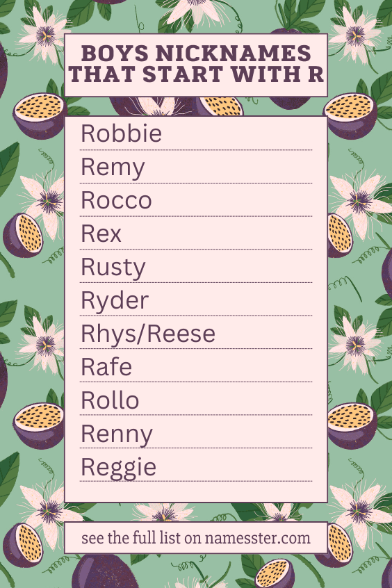 Boys Nicknames That Start With R