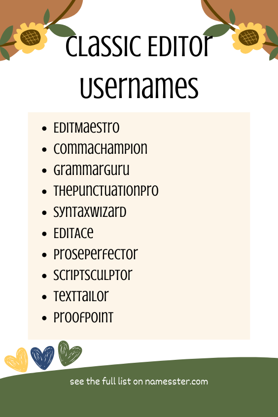 Classic Editor Usernames