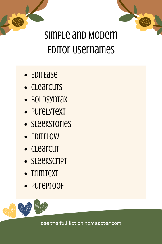 Simple and Modern Editor Usernames