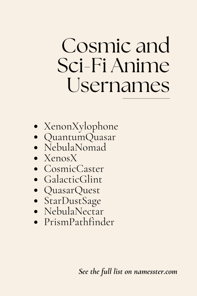 Cosmic and Sci-Fi Anime Usernames