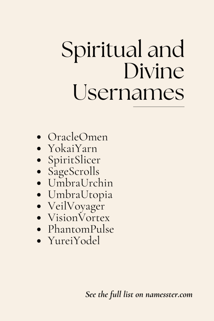 Spiritual and Divine Usernames